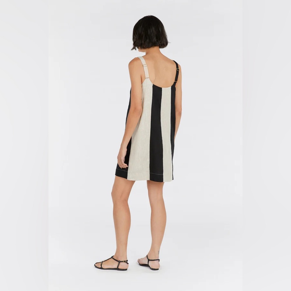 DISSH | AGI NATURAL COLOR BLOCK LINEN MINI DRESS - Picture 3 of 12